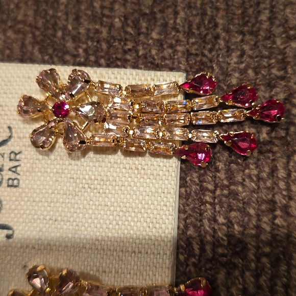 BIJOUX BRAND WOMEN'S POST DANGLING ROSE GOLD AND PINK CRYSTAL FASHION EARRINGS - Picture 4 of 11